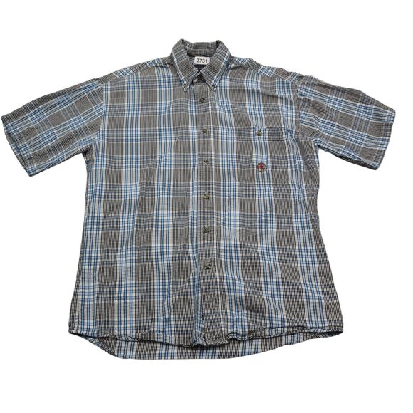 Wrangler Shirt Mens Medium Blue 20X Outdoor Fish Hike Camp Work Button Up - Picture 1 of 16